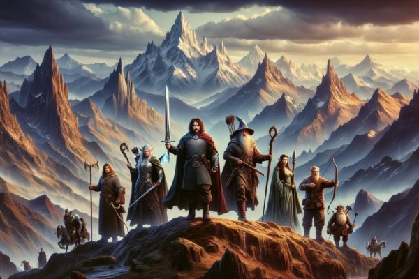 Band of Fantasy Heroes on a Mountain
